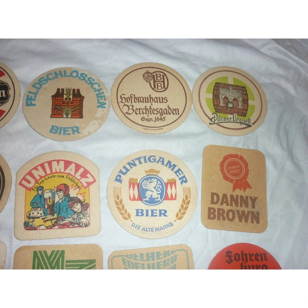 Vintage German Beer Coaster Lot 25pc Heineken Hofbrauhaus Spaten Bar